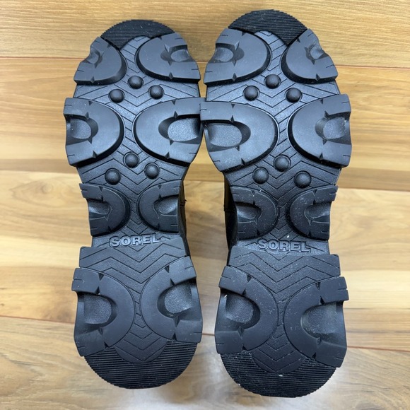 Sorel Brex Chelsea Boots Womens 8 Black Leather Waterproof Chunky - Picture 9 of 11